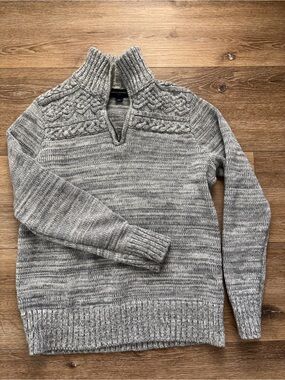 Banana Republic Gray Cable-Knit Half-Zip Pullover